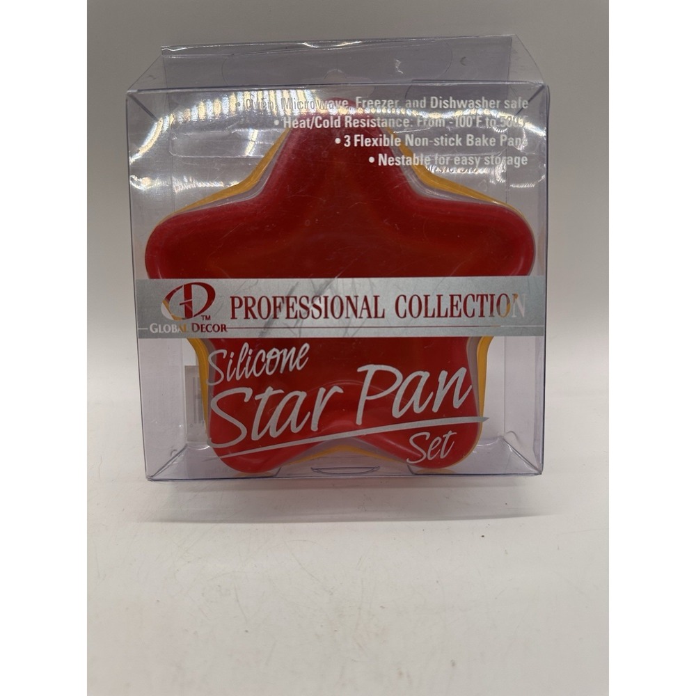 Global Decor Silicone Star Pan Set 3pc Red Yellow Orange Oven Safe Bakeware